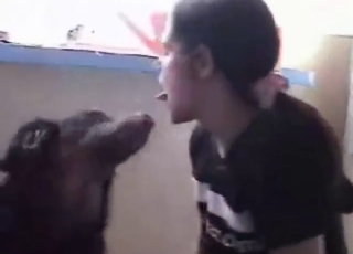 In hot doggystyle video, teen takes dog dick