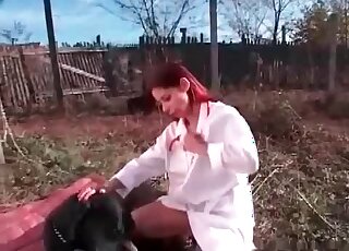 Ginger slut wants her pet to fuck her