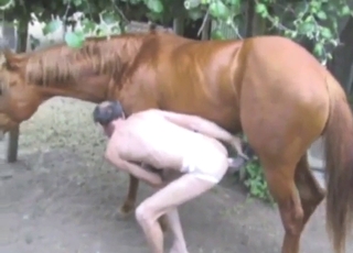 Pale guy with a tight booty gets fucked by a horse
