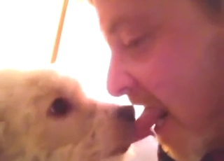 Lucky zoophile gets to kiss his favorite doggo